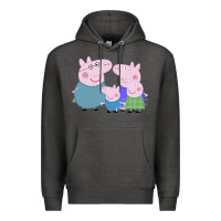 Charcoal Heather peppa pig family Premium Hoodie - artisFamous