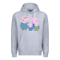 Heather Grey peppa pig family Premium Hoodie - artisFamous