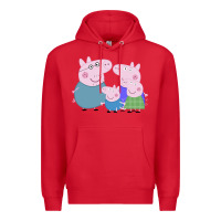 Red peppa pig family Premium Hoodie - artisFamous