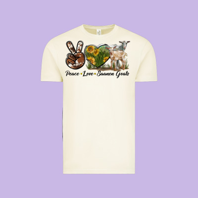 Peace Love Saanen Goats Vintage Tee Designed By Lillyallendesigns