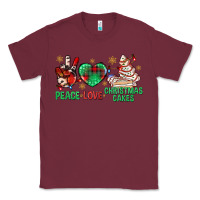 Burgundy peace love christmas cakes bbs Classic Tee - BundleAndBundleShop