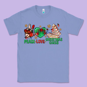 Peace Love Christmas Cakes Bbs Classic Tee Designed By Bundleandbundleshop