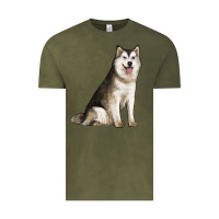 Vintage Olive Alaskan Malamute Dog Vintage Tee - LillyAllenDesigns