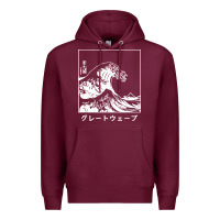 Burgundy the great wave off kanagawa Premium Hoodie - artisFamous