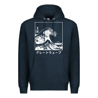 Navy the great wave off kanagawa Premium Hoodie - artisFamous