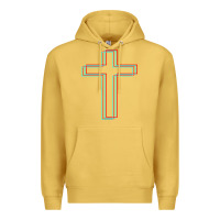 Antique Gold A Neon Christian Cross Premium Hoodie - artisFamous