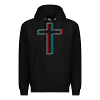 Black A Neon Christian Cross Premium Hoodie - artisFamous