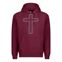 Burgundy A Neon Christian Cross Premium Hoodie - artisFamous