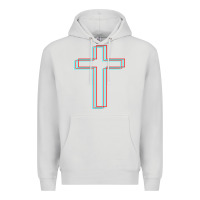 Dove Grey A Neon Christian Cross Premium Hoodie - artisFamous