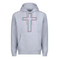 Heather Grey A Neon Christian Cross Premium Hoodie - artisFamous