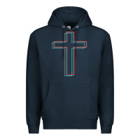 Navy A Neon Christian Cross Premium Hoodie - artisFamous