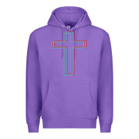 Purple A Neon Christian Cross Premium Hoodie - artisFamous