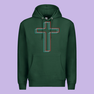 A Neon Christian Cross Premium Hoodie Designed By Artisfamous