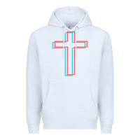 White A Neon Christian Cross Premium Hoodie - artisFamous