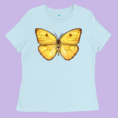 Cloudless Sulphur Butterfly Ladies Tee Designed By Lillyallendesigns