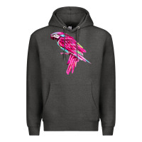 Charcoal Heather pink parrot T-shirts Premium Hoodie - artisFamous