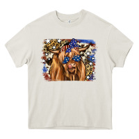 Cream 4th of July Highland Cattle Heavy Core Tee - RanaPortraitStore