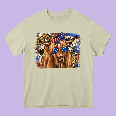 4th Of July Highland Cattle Heavy Core Tee Designed By Ranaportraitstore