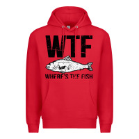 Red wtf where's the fish Premium Hoodie - artisFamous