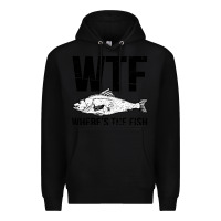 Black wtf where's the fish Premium Hoodie - artisFamous
