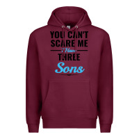 Burgundy you can't scare me i have three sons Premium Hoodie - artisFamous