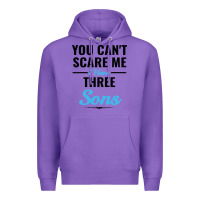 Purple you can't scare me i have three sons Premium Hoodie - artisFamous