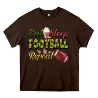 Chocolate Brown eat sleep football repeat Heavy Core Tee - BundleAndBundleShop