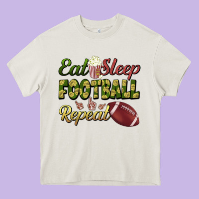 Eat Sleep Football Repeat Heavy Core Tee Designed By Bundleandbundleshop