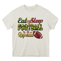 Cream eat sleep football repeat Heavy Core Tee - BundleAndBundleShop