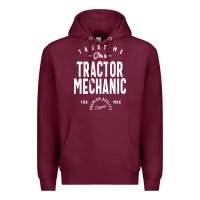 Burgundy Tractor Mechanic Gift Funny Job Title Profession Birthday Idea Premium Hoodie - artisFamous