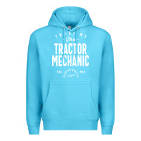 Ocean Blue Tractor Mechanic Gift Funny Job Title Profession Birthday Idea Premium Hoodie - artisFamous