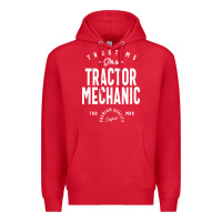 Red Tractor Mechanic Gift Funny Job Title Profession Birthday Idea Premium Hoodie - artisFamous