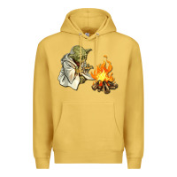 Antique Gold Yoda is warming up Premium Hoodie - artisFamous