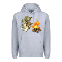Heather Grey Yoda is warming up Premium Hoodie - artisFamous