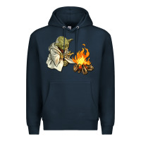 Navy Yoda is warming up Premium Hoodie - artisFamous