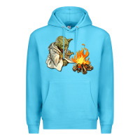 Ocean Blue Yoda is warming up Premium Hoodie - artisFamous