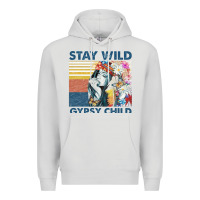 Dove Grey stay wild gypsy child letter rainbow Premium Hoodie - artisFamous