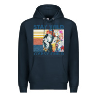 Navy stay wild gypsy child letter rainbow Premium Hoodie - artisFamous