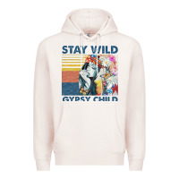 Pale Pink stay wild gypsy child letter rainbow Premium Hoodie - artisFamous