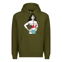 Army Green wonder woman Premium Hoodie - artisFamous