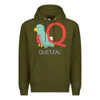 Army Green Cute Quetzal Kid's Premium Hoodie - artisFamous