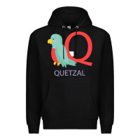Black Cute Quetzal Kid's Premium Hoodie - artisFamous