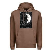 Chestnut tarot card crescent moon and cat graphic Premium Hoodie - artisFamous