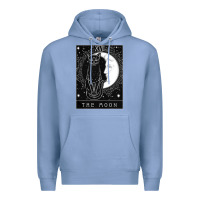 Colony Blue tarot card crescent moon and cat graphic Premium Hoodie - artisFamous