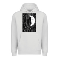 Dove Grey tarot card crescent moon and cat graphic Premium Hoodie - artisFamous