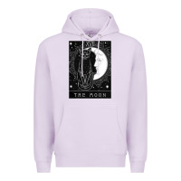 Lilac tarot card crescent moon and cat graphic Premium Hoodie - artisFamous