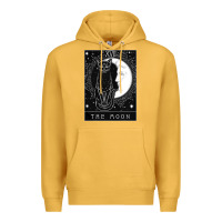 Mustard tarot card crescent moon and cat graphic Premium Hoodie - artisFamous