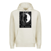 Oatmeal Heather tarot card crescent moon and cat graphic Premium Hoodie - artisFamous