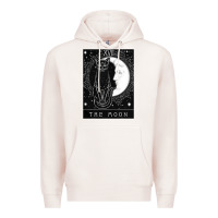 Pale Pink tarot card crescent moon and cat graphic Premium Hoodie - artisFamous