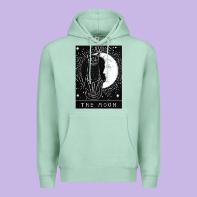 Tarot Card Crescent Moon And Cat Graphic Premium Hoodie Designed By Artisfamous